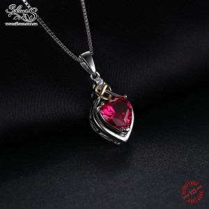 Серебряная подвеска кулон "Любовный узел" с красным рубином , С1604
