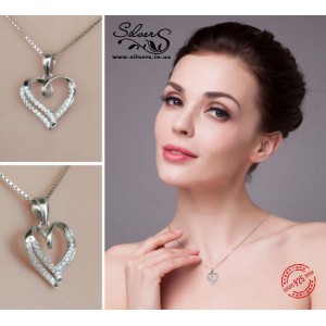 Серебряная подвеска кулон "Сердце" с цирконием ​, С2109