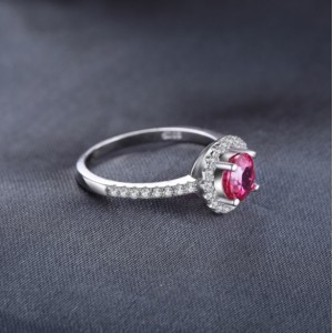 Кольцо с розовым сапфиром и цирконием , С2273