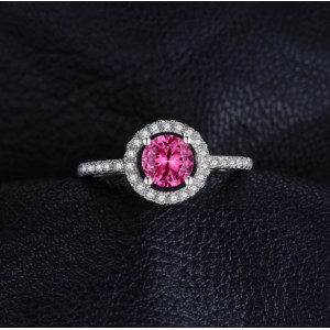 Кольцо с розовым сапфиром и цирконием , С2273