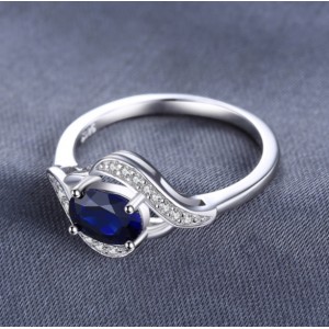 Кольцо с цирконием и синим сапфиром, С2412