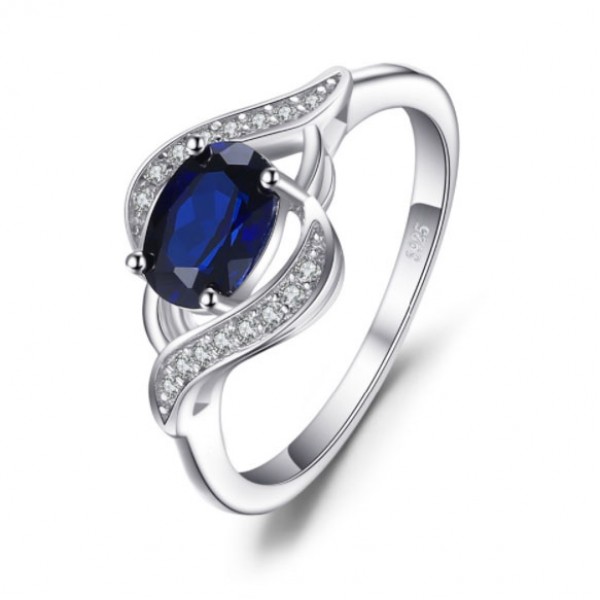 Кольцо с цирконием и синим сапфиром, С2412