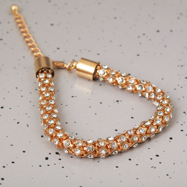 Женский браслет с камнями, золотистый, С11071