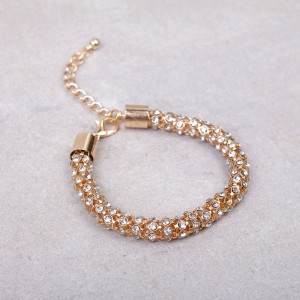 Жіночий браслет з камінням, золотистий, С11071
