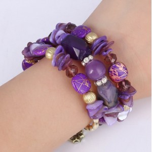 Набір браслетів з камінням, фіолетовий, С11128