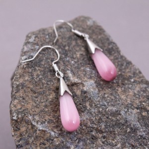 Сережки женские "Капля", розовые, С11593