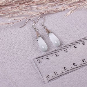 Сережки жіночі "Крапля", білі, С11594