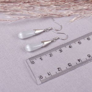 Сережки жіночі "Крапля", білі, С11594