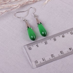 Сережки женские "Капля", зеленые, С11595