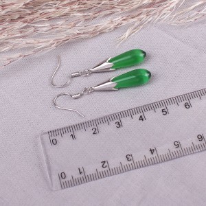 Сережки женские "Капля", зеленые, С11595