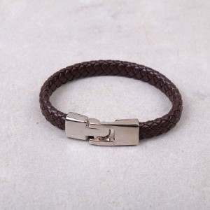 Мужской кожаный браслет, коричневый, С11651
