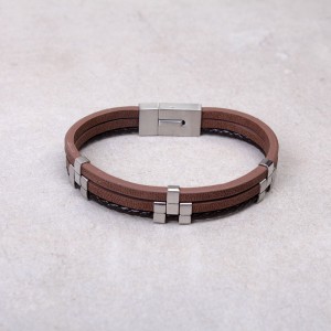 Мужской кожаный браслет, трехслойный, С11688