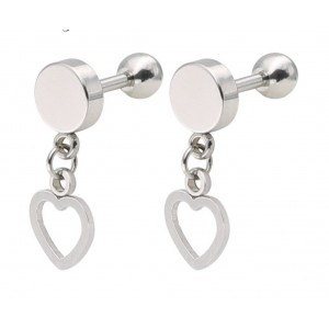 Сережки "Серце", сріблясті, С11801