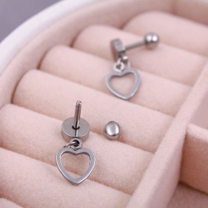 Сережки "Серце", сріблясті, С11801