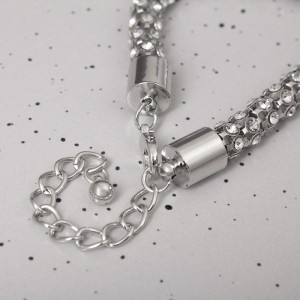 Жіночий браслет з камінням, сріблястий, С11815