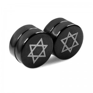 Сережки на магніті "Зірка Давида", чорні, С11817
