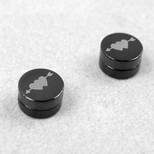 Сережки на магніті "Серця", чорні, С11818