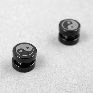 Сережки на магніті "Інь і Ян", чорні, С11820