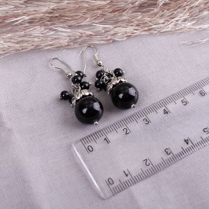 Сережки жіночі "Чорний агат", С11844