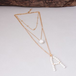 Ожерелье женские с жемчугом "Буква А"
