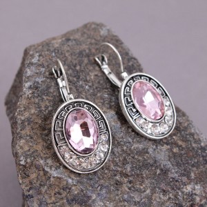 Женские серьги с розовым камнем, С11937