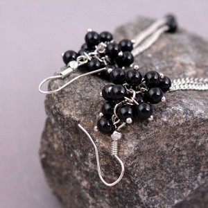 Сережки жіночі з підвісками, чорні, С11946