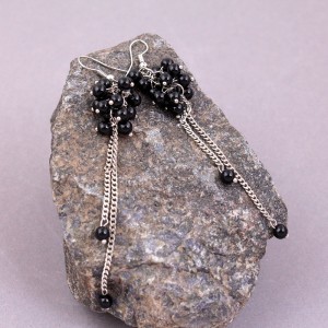 Сережки жіночі з підвісками, чорні, С11946