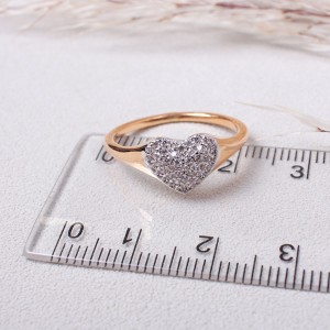 Кольцо Xuping "Сердце" с родированием, позолота 18К, С12246