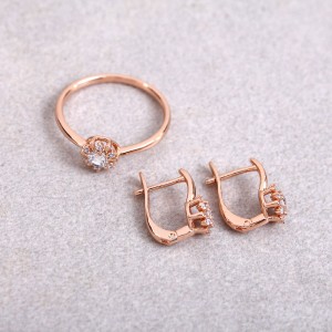 Набор Xuping, кольцо + сережки, позолота, С12313