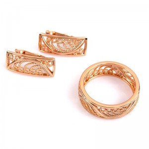 Набор Xuping, кольцо + сережки, позолота, С12317