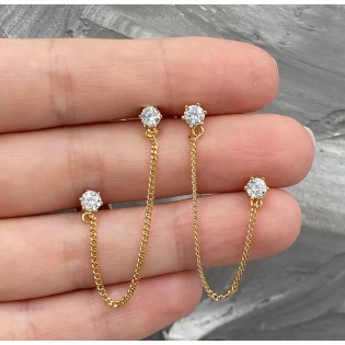 Серьги на два прокола Xuping "Цепочки", позолота 18K