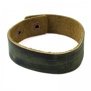 Кожаный браслет широкий, зеленый, С13080