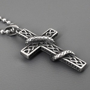 Крест с змеей из стали, С13098