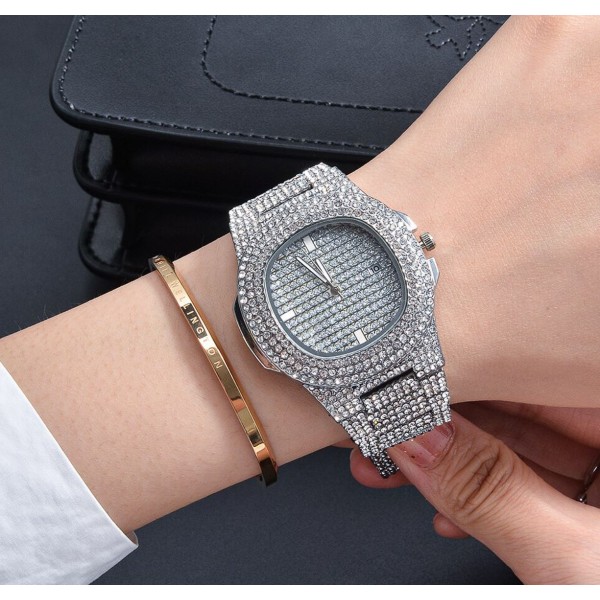 Жіночі годинник в каменях, сріблястий, С13138