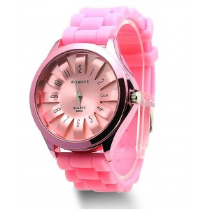 Силиконовые часы, розовые, С13162