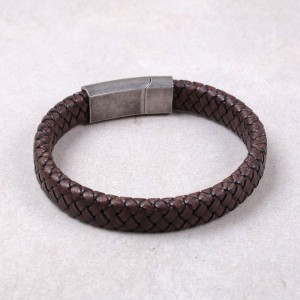 Мужской кожаный браслет, коричневый, С13392