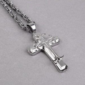 Хрест на ланцюжка зі сталі, сріблястий, С13597