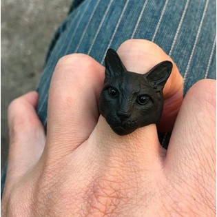 Кольцо "Кот", черное
