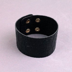 Кожаный широкий браслет, черный, С13663