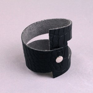 Кожаный широкий браслет, черный, С13664