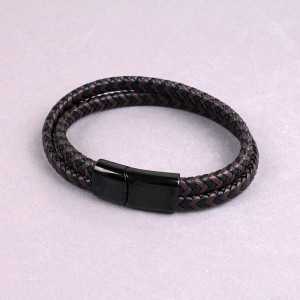 Мужской кожаный браслет, коричневый, С13683