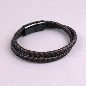 Мужской кожаный браслет, коричневый, С13683