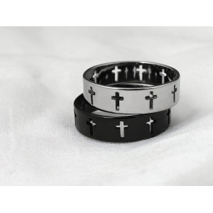 Кольцо "Крест" серебристое, С13895