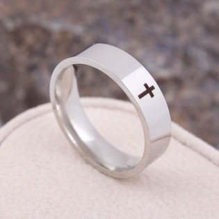 Кольцо "Крест" серебристое 6 мм
