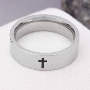 Кольцо "Крест" серебристое, 8 мм