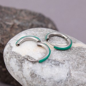 Серьги-кольца, зеленые, С13916