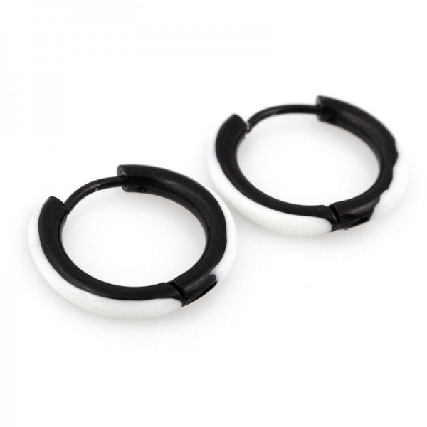 Сережки-кільця, чорні з білим, С13920