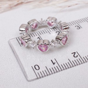 Кольцо женское из стали "Розовые сердца", С14363