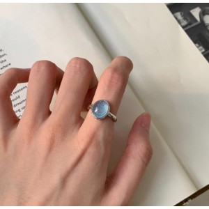 Кольцо женское из стали "Голубой камень", С14364