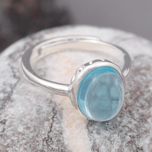Кольцо женское из стали "Голубой камень", С14367